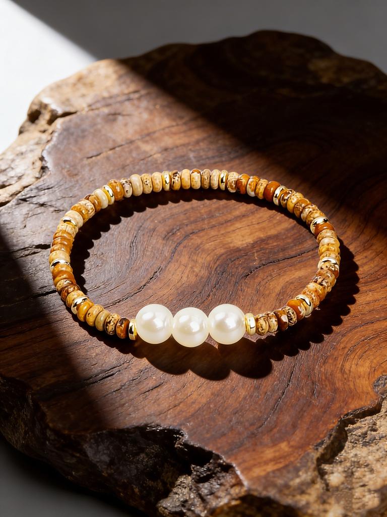 Natural Stone Simulated Pearl Bracelet Green Aventurine 4mm Abacus Beads Handmade Reiki Energy Charm Bracelet Bohemian Jewelry