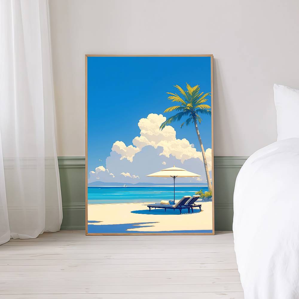 1pc Hiroshi Nagai Vaporwave Japan Beach City Summer Good Quality Posters Waterproof Paper Sticker Coffee House Bar Posters 21X30CMNo Framed