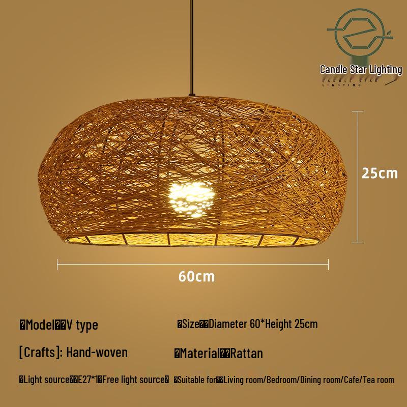 Zen Style Bamboo Rattan Pendant Light for Tea Rooms and Restaurants