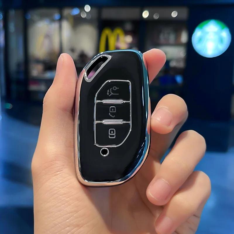 Fashion New Soft Tpu Key Fob Case Cover Mount Chain Ring Fit For Dongfeng Fengxing Forthing T5 Evo Auto Accessories Car-Styling