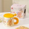 Butter Bear Ceramic Mug with Lid Office Couple Cup Birthday Gift Girl Cute Water Cup Household