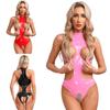 Dámské lakované body s mokrým vzhledem, výstřih, výstřih bez rukávů, svůdný kombinéza, noční prádlo