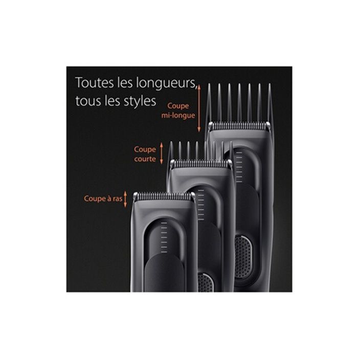 Braun hc7390 tondeuse à cheveux homme - 17 réglages, batterie nimh 50 min, sans fil, 3 sabots