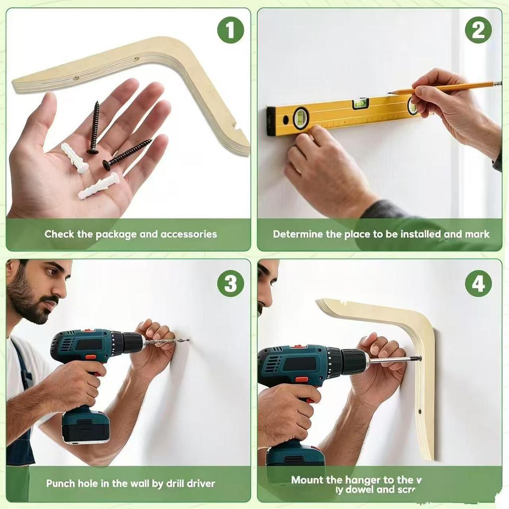 Solid Wood Wall Hook & Plant Hanger with Indoor Shelf