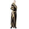 Maxi Robe d'Été pour Femmes Rayée Manches Courtes Col en V Robe évasée Décontractée Vacances à la Plage Fluide Robe d'été coupe A