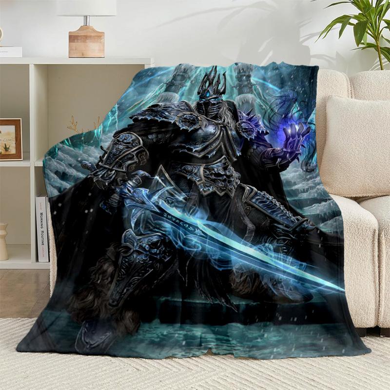 1PC Game Warcraft Darkness Warrior Flannel Blanket Gift, Suitable for Both Men And Women, Soft Ideal for Beds And Sofa, Birthday Or Christmas Gift