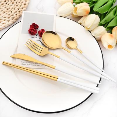 Ensemble de couverts de luxe 5 pièces en acier inoxydable, couverts de table, couteau occidental, fourchette, cuillère, baguettes, ustensiles de cuisine portables