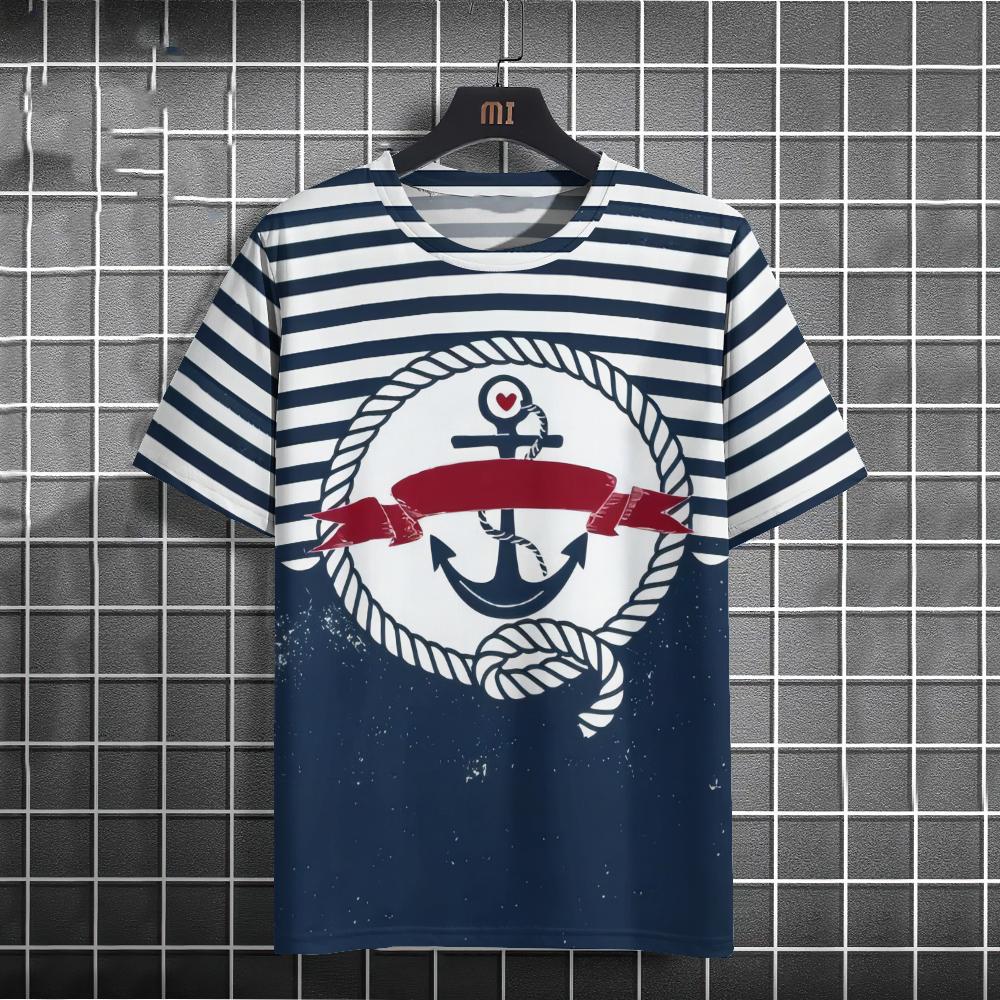 Summer Boat Anchor 3D Print T-Shirts Streetwear Men FashionCasual Oversized O-Neck Short Sleeved T Shirt Tees Tops Clothing