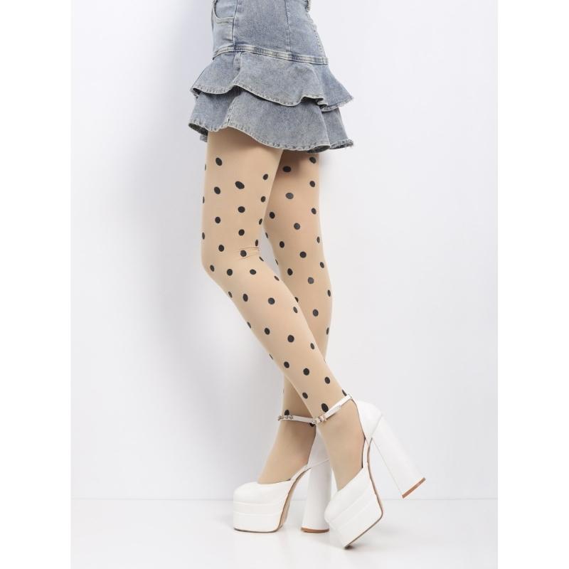 Vintage Dot Patterned Opaque Stockings Pantyhose for Women Japanese JK Girl Sexy Silky Footed Tights Thin Hosiery