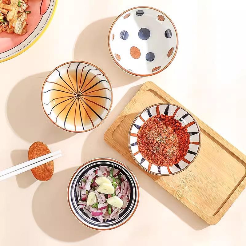 Ceramic Dipping With Vinegar Saucer, Underglaze Color, Small Round Saucer, Snack Hot Pot Restaurant, Hot Sauce Seasoning Saucer, Hot Pot Dipping