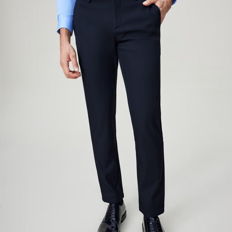 EMZ Men's Spring Autumn Micro-Stretch Straight-Leg Business Casual Pants