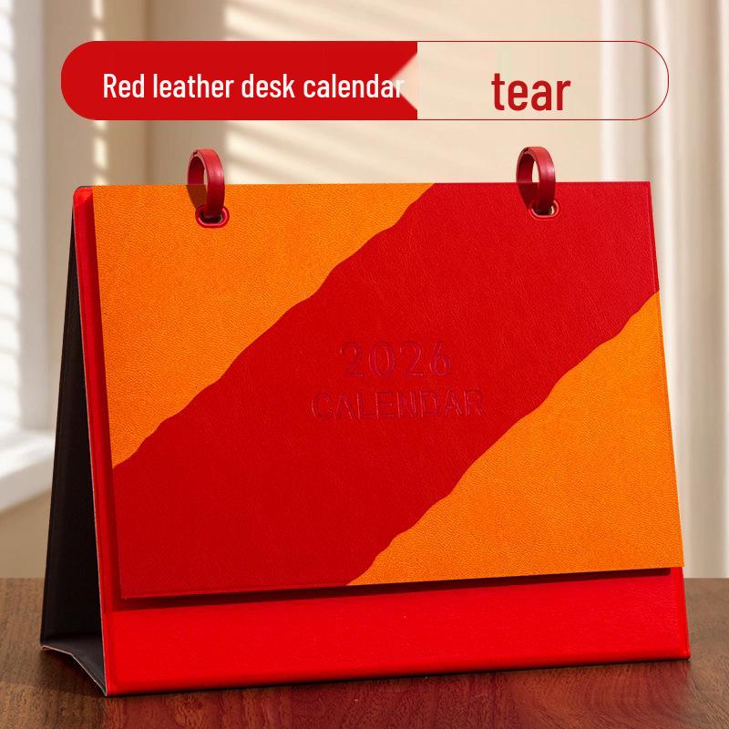 2026 Year of the Horse Leather Desk Calendar: Customizable High-End Planner & Desktop Ornament