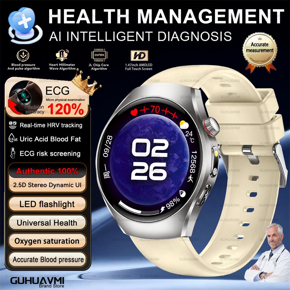 2026 Brand New Upgrade Health Check Smart Watch ECG Blood Lipid Uric Acid Body Fat Sports Waterproof Smart Watch For Man Women