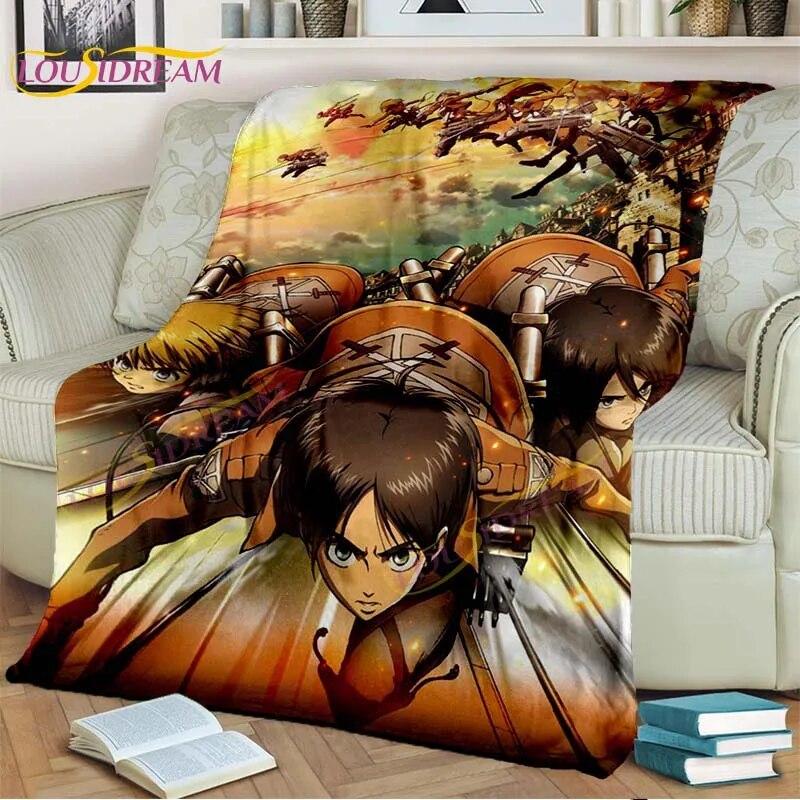 Classic Anime Blanket Attack On Titan Blanket Eren Jaeger Blanket for Bedroom Sofa Livingroom Cartoon Blanket Children's Blanket