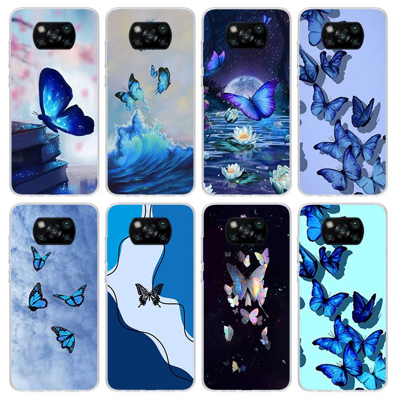 Blue Butterfly Beautiful Wing Phone Case For Xiaomi Poco X7 X6 X5 Pro F7 Ultra Redmi 15C 15 13 13C 12 12C 10 10A 10C 9 9A 9C 9T