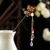 1Pc Petal Hairpin New Chinese Style Tassel Hairpin Fresh Wood Ancient Headwear Sandalwood Hairpin Tassel