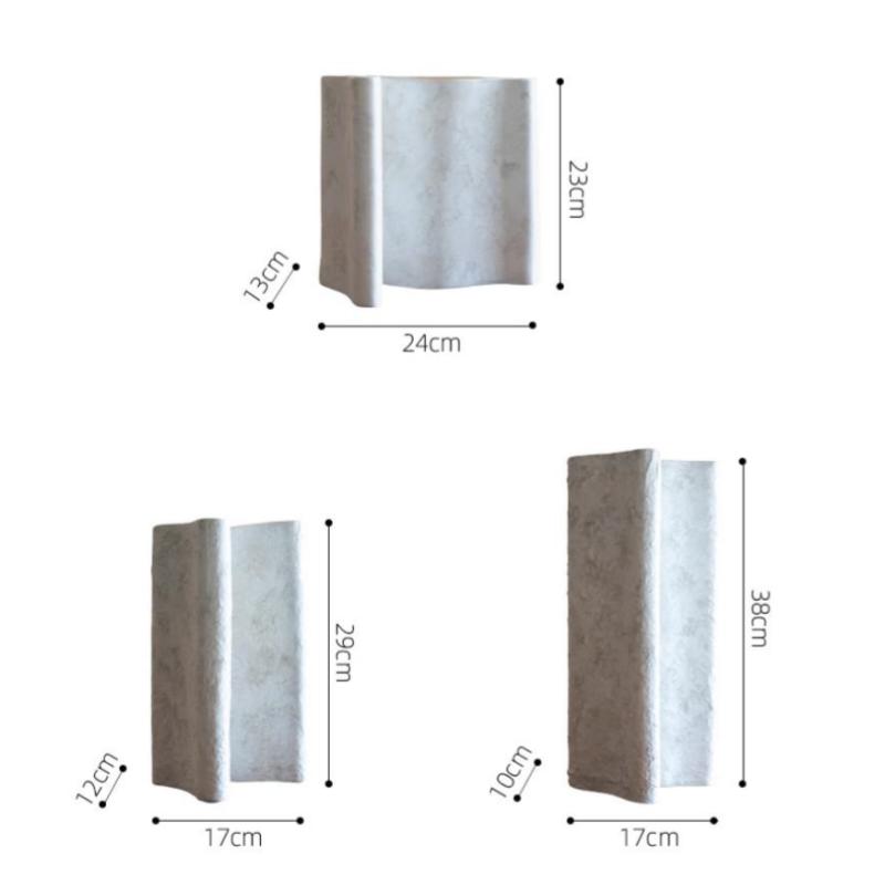 Ceramic Vase Fold Folding Art Flat Shape Handmade Ceramic Handicrafts Square Mouthpiece Home Decoration Accessories