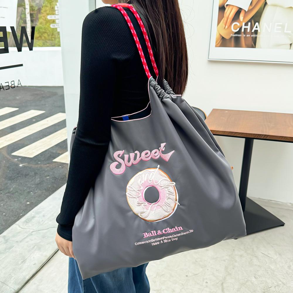 Japanese Style Embroidered Leather Tote Bag - Women's Large Capacity Shoulder Handbag