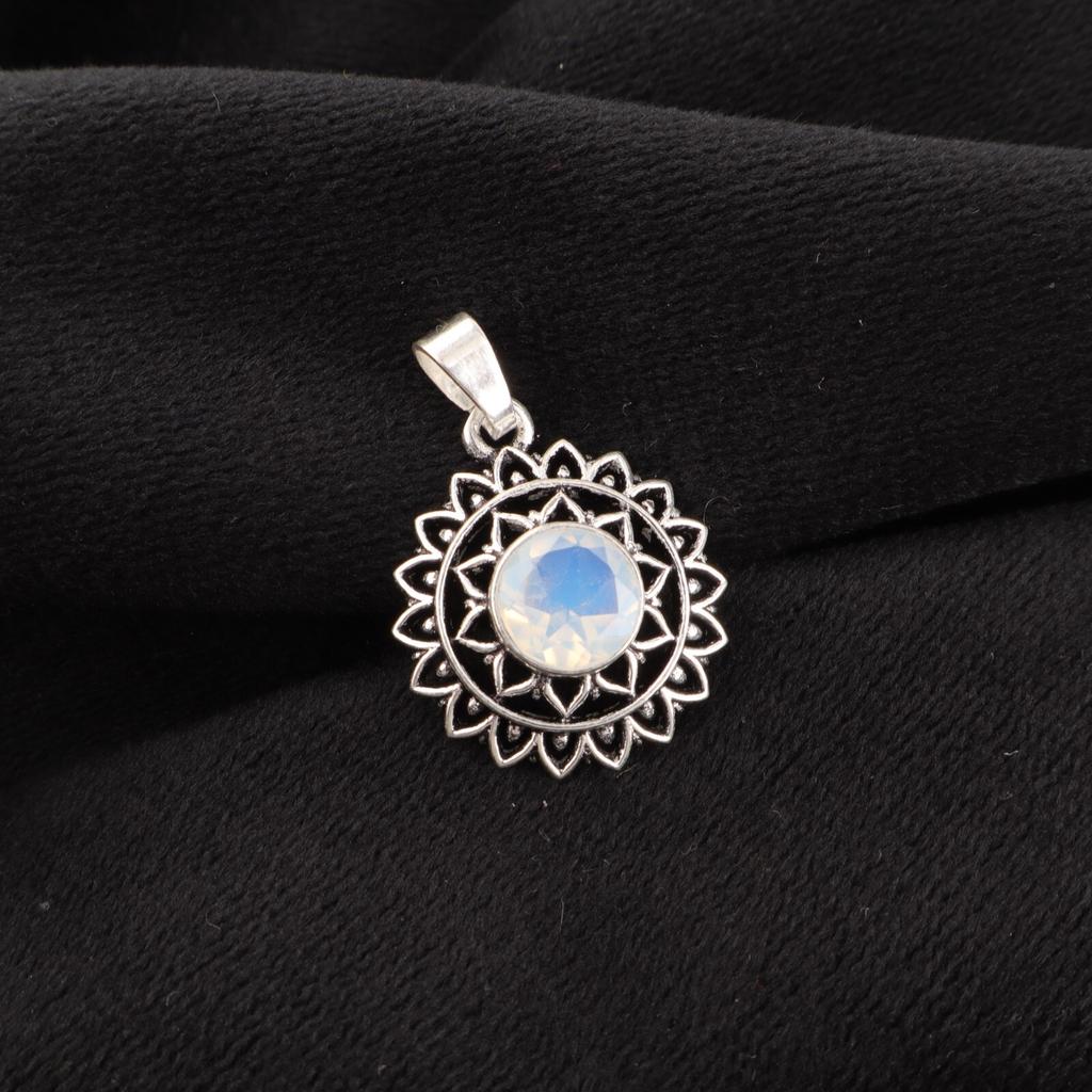 Milky Opal Gemstone 925 Sterling Silver Jewelry Oxidize Pendant 1.14" For Girls CP-30-19