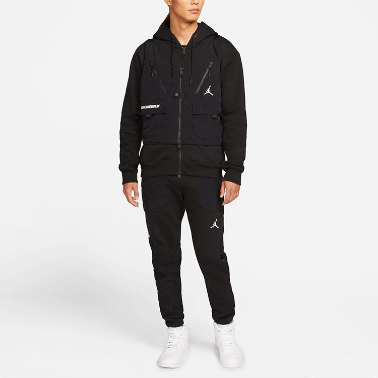 Jordan Pánská bunda s kapucí a odnímatelnou fleecovou podšívkou s více kapsami, jednobarevná s logem, svrchní oděv, černá DC9582-010