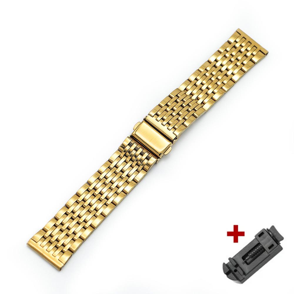 Stainless Steel Watchband Metal Watch Band Premium Solid Polished Bracelet Straps Curved End 24mm 23mm 22mm 21mm 20mm 19mm 18mm