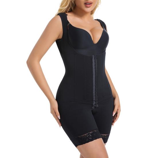 High Waist Shapewear Open-Crotch Bodysuit Shaper with Front Clasp Firm Tummy Control Hip Lifting Body Shaper Breathable Postpartum Recovery Daily