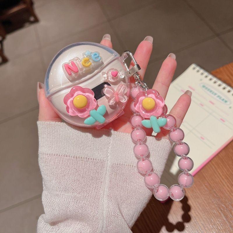 

M79 Bluetooth Гарнитура Защитный Чехол Прозрачный Хуацян Бэй Ланьюэ M79 Гарнитура с Заушным Креплением Чехол Девушка Цепочка Трехмерный Мультяшный Новый Newman M79 Pink Bows flower + chain