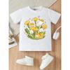 European sizes Girls' Summer Short-Sleeve T-Shirt Featuring a Tiny Corgi Playing in a Flower Field, with a Round Neck And a Casual, Stylish Fit