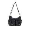 Retro Denim Bag Multi-pocket Messenger Bag Student Popular Messenger Bag Fashionable Versatile Large Capacity Commuter Shoulder Bag