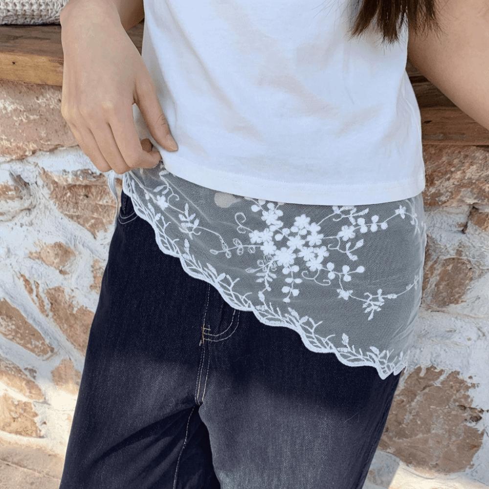 

Elegant Korean Lace Apron White Belted Overlap Scarf Niche Lace Triangle Belt Photography Style L