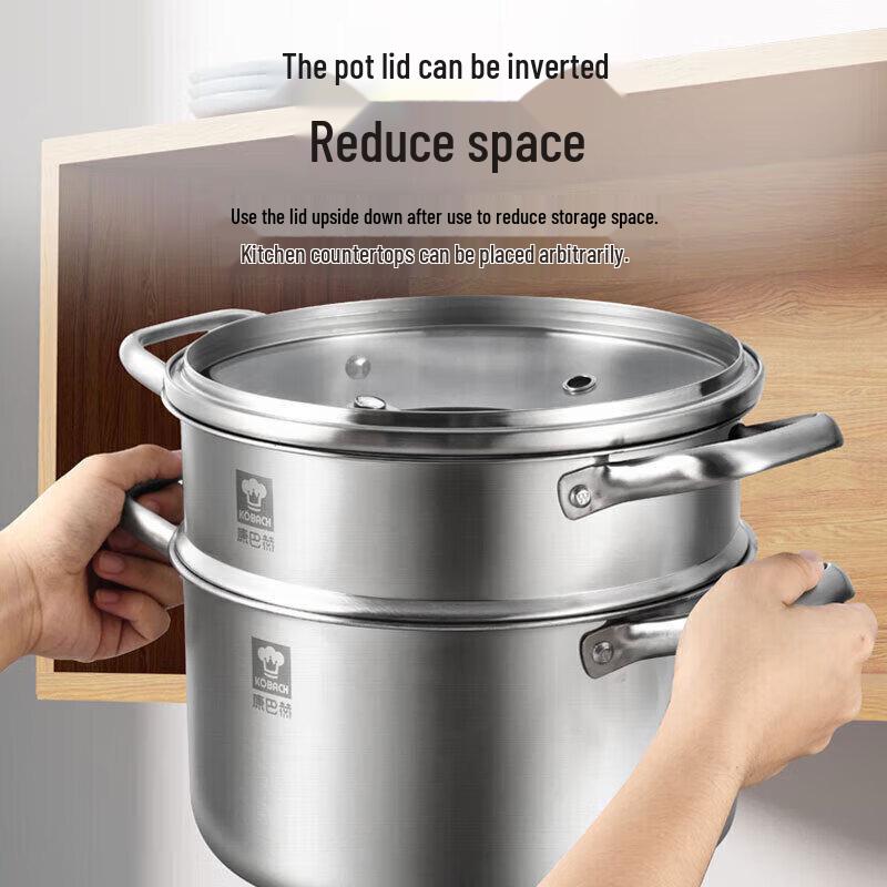 KOBACH 22cm Double Layer 304 Stainless Steel Steamer Pot