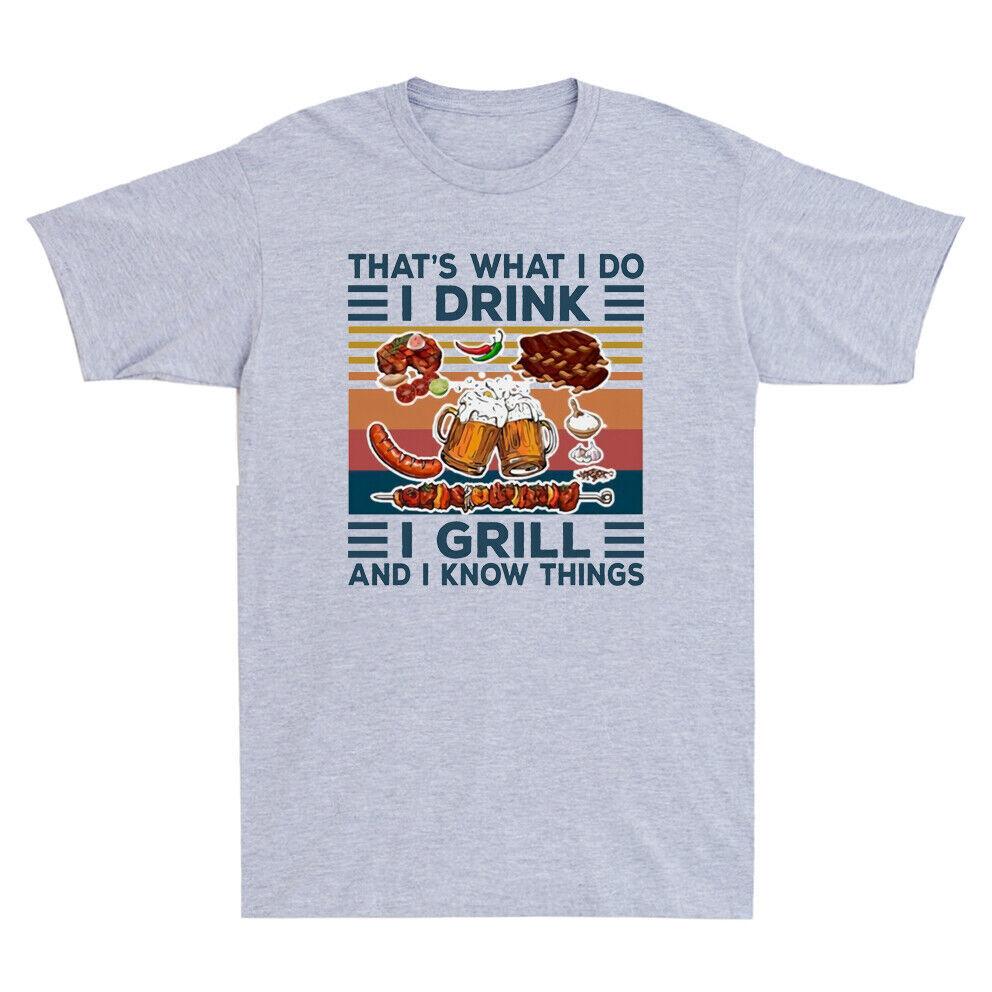 BBQ That s What I Do I Drink I Grill And I Know Things Vintage Men s T-Shirt S разноцветный