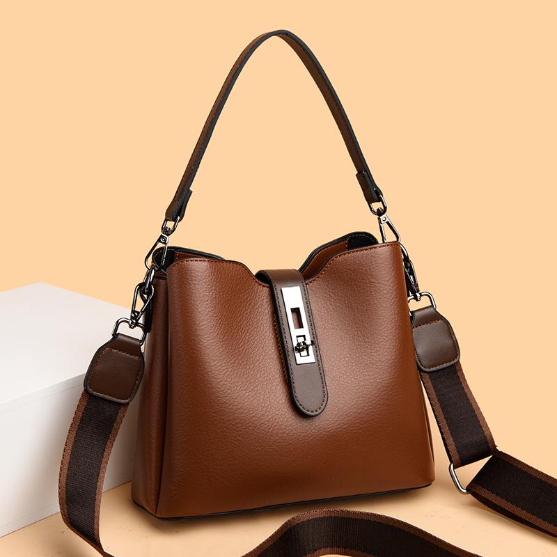 Luxury Designer Faux Genuine Leather Tote Shoulder Bags Solid Color Handbag for Women Handbag Ladies Messenger Bag