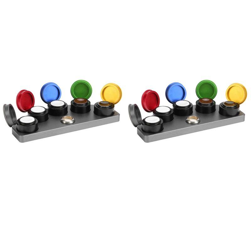 A95D-2X Watch Oil Dip Oiler Stand Die Cast 5 Oiler Dishes Cups With Cover Watch Repair Oil Grease Storage Tool For Watchmaker
