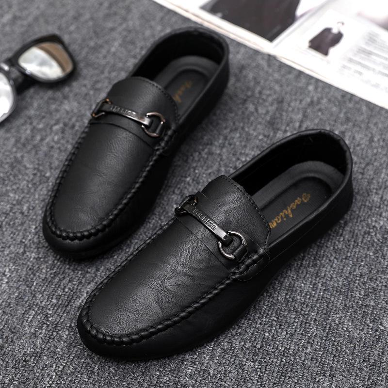 Men's Handmade Soft-Soled Leather Loafers: Wear-Resistant, Trendy, Low-Top Slip-Ons for Casual and Business Wear.