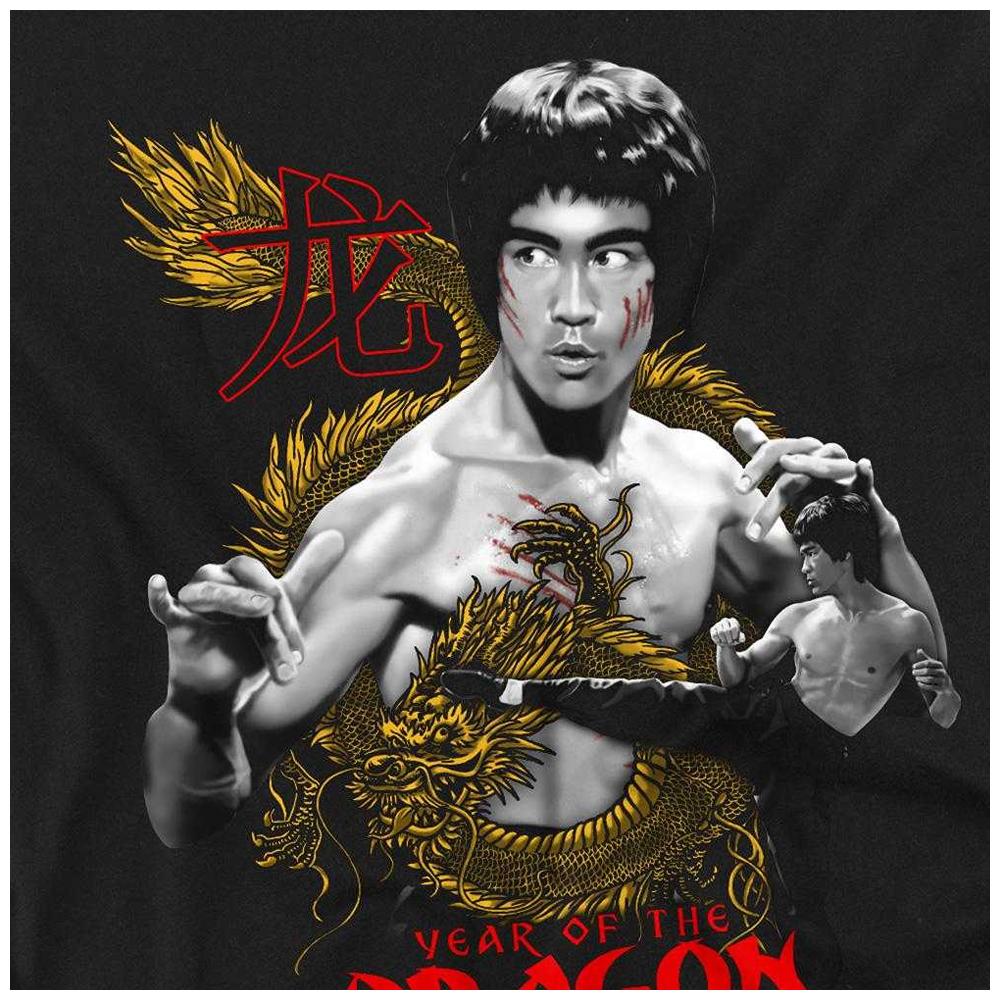 Bruce Lee Unisex Erwachsene Goldenes Jahr des Drachen Langarm-T-Shirt