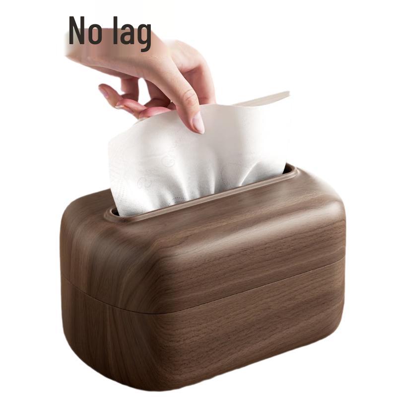 

Walnut Wood Grain Spring-Loaded Desktop Tissue Box