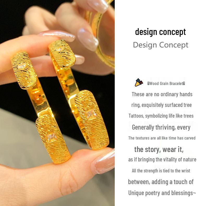 Women's Diamond-Studded Gold Bangle with Tree Pattern - Elegant and Unique Open Circle Bracelet