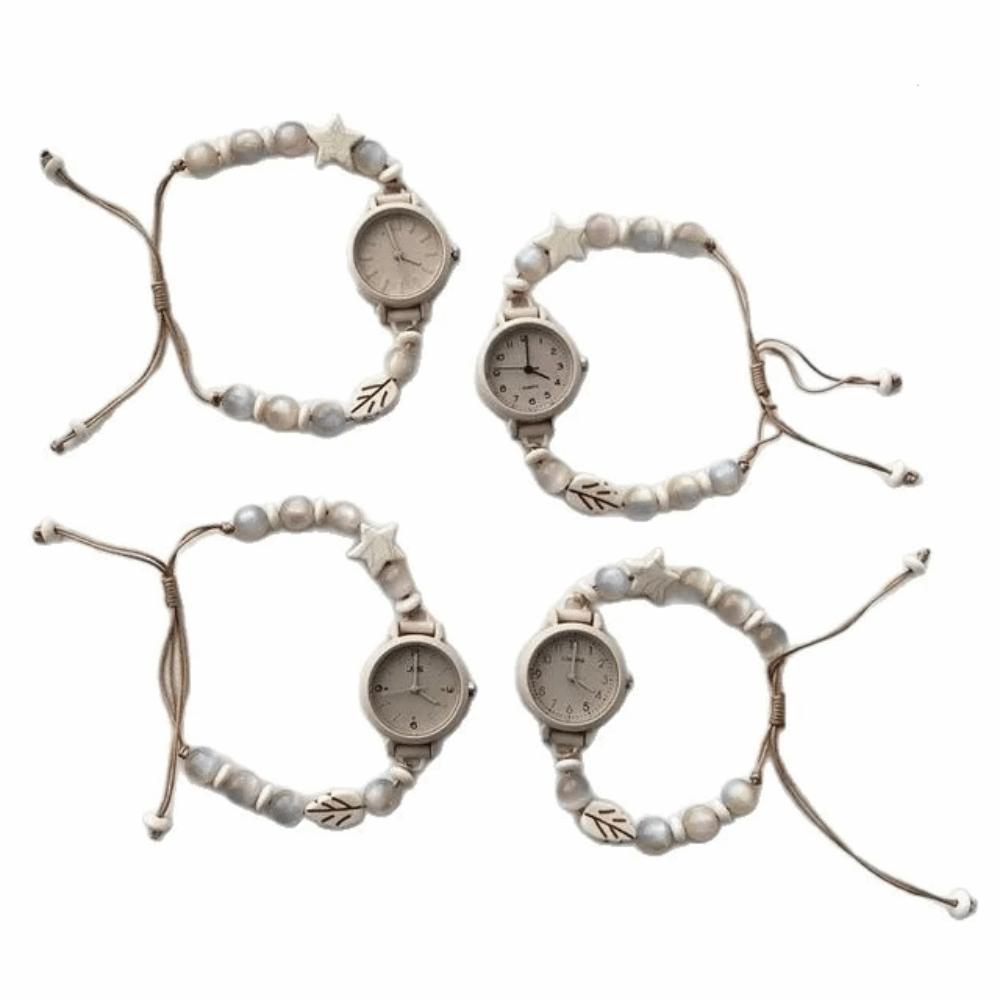 Armbanduhr mit Perlen Verstellbare Quarzuhr Neue Armbanduhren Damen Mädchen