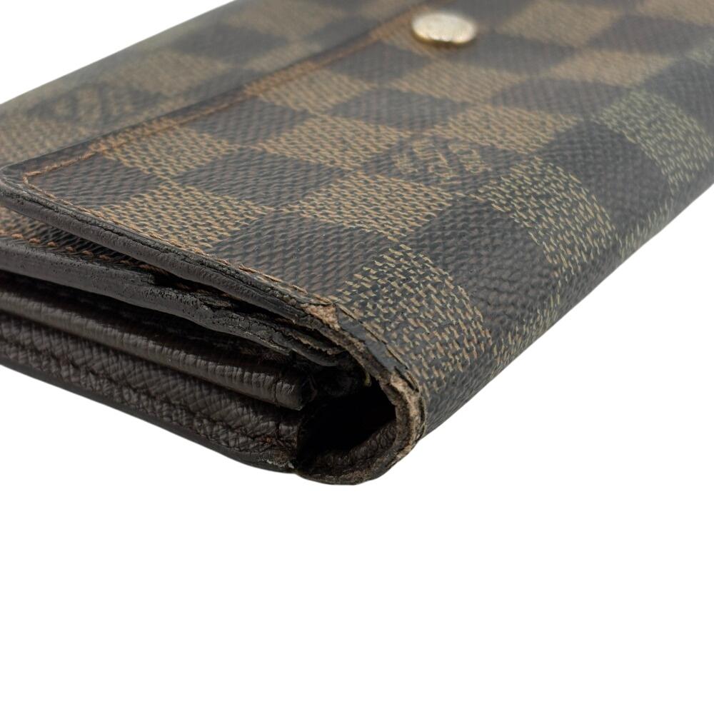 LOUIS VUITTON N61734 Coin case Damier Ebene leather Portefeiulle Sarah Purse Brown leather unisex Used