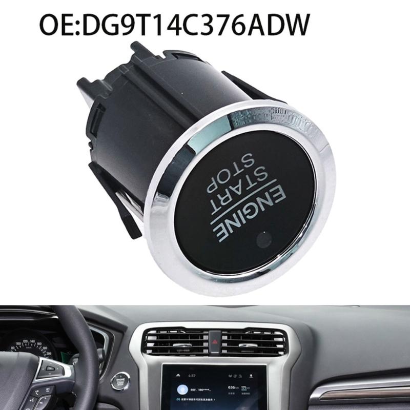 Dashboard Push Starter Button Assembly DG9T14C376ADW for F150 F250 F350 Vehicle Start Repair, Car Engine Start Stop Button with ABS Housing, Black