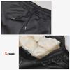Easy Outdoor Elastic Fleece Warm Thermal Solid Winter Jogger Ribbed Brushed Black X-cross Men's Pants, Fall/Winter, Fleece-Lined, Black, Lightweight,
