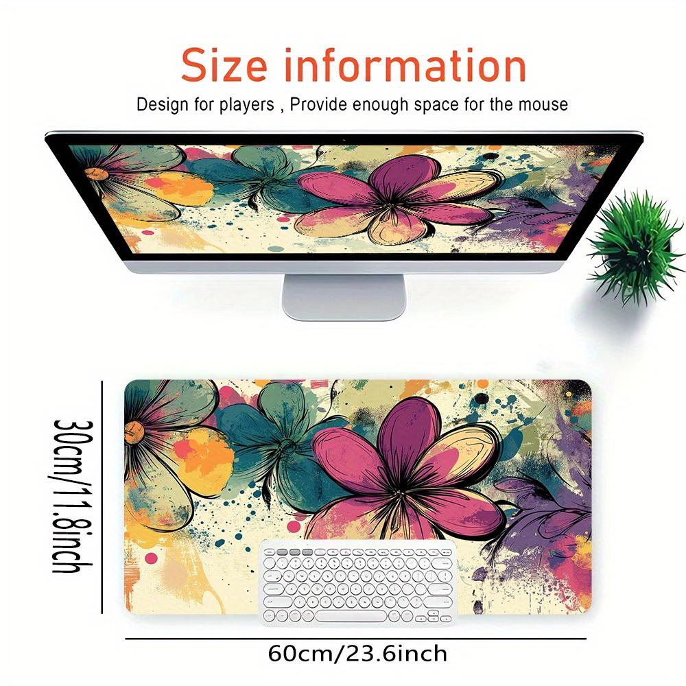 1pc Large Gaming Mouse Pad, UV Reactive Non-Slip Desk Mat, Washable PolyesterFloral, Abstract, VibrantComputer Pad with Vibrant Game Machine