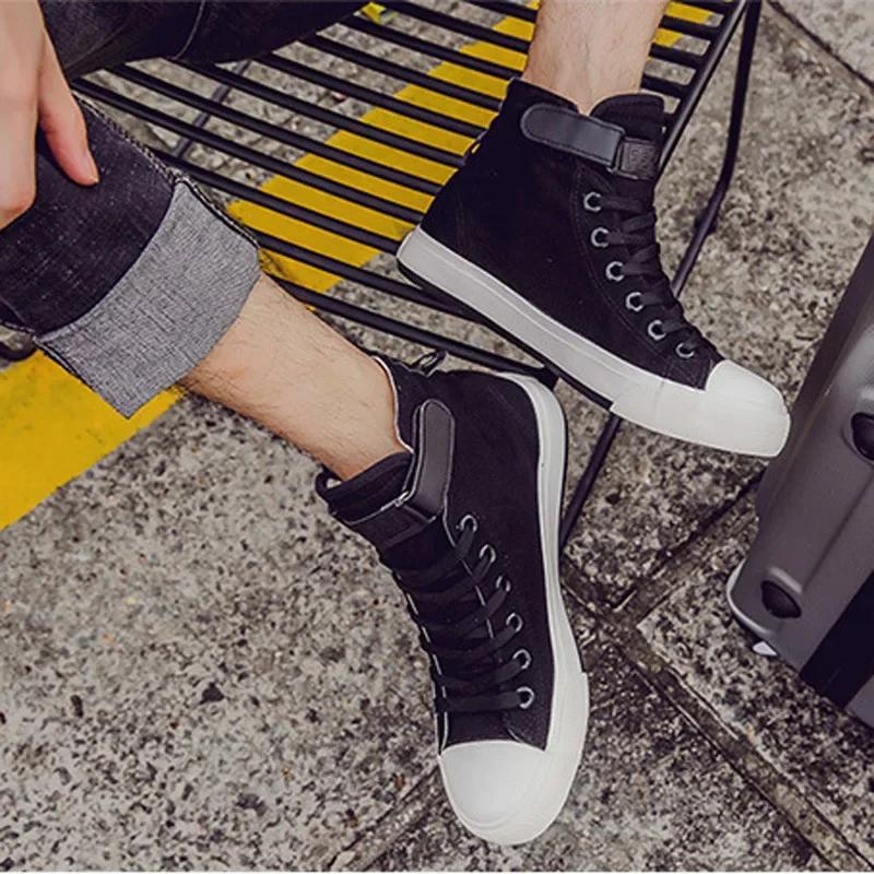 Mens Sneakers Couple Fashion High Top Casual Shoes Fashion Breathable Canvas Shoes for Men Comfortable Lace-up Non-slip Sneakers