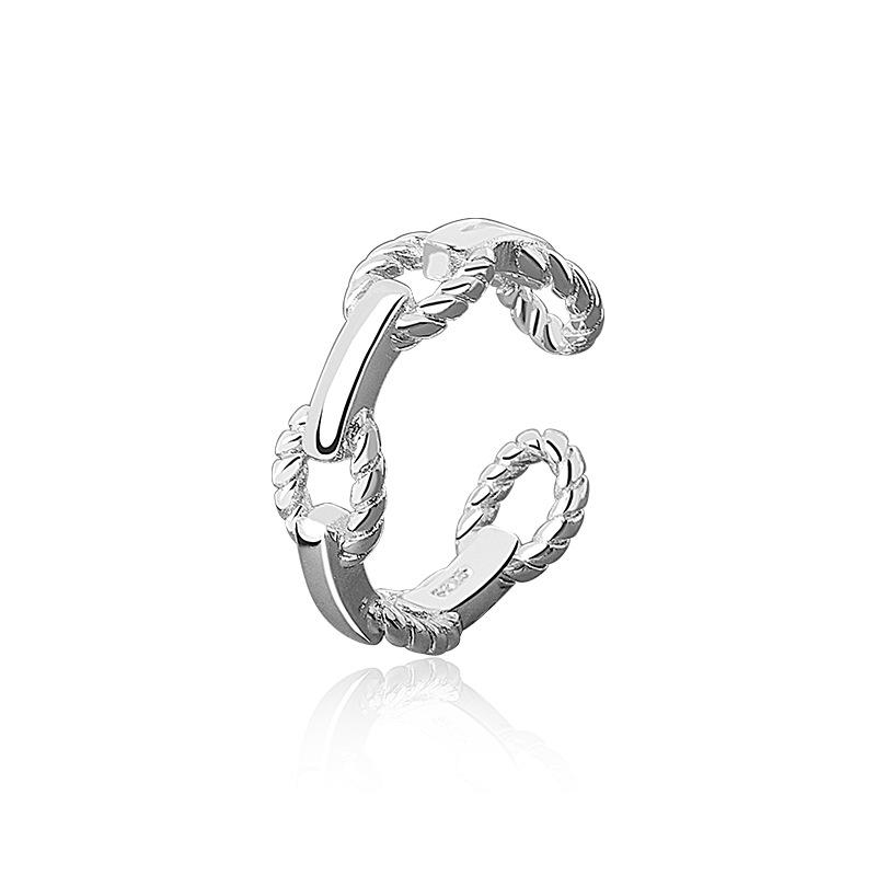 Minimalist Twisted Open Ring For Women Interlocking Chain Design Simple Fashion Finger Band Jewelry
