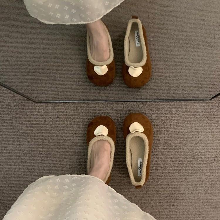Polka dot round head bow flat single shoes women's shoes autumn new temperament ballet evening shoes