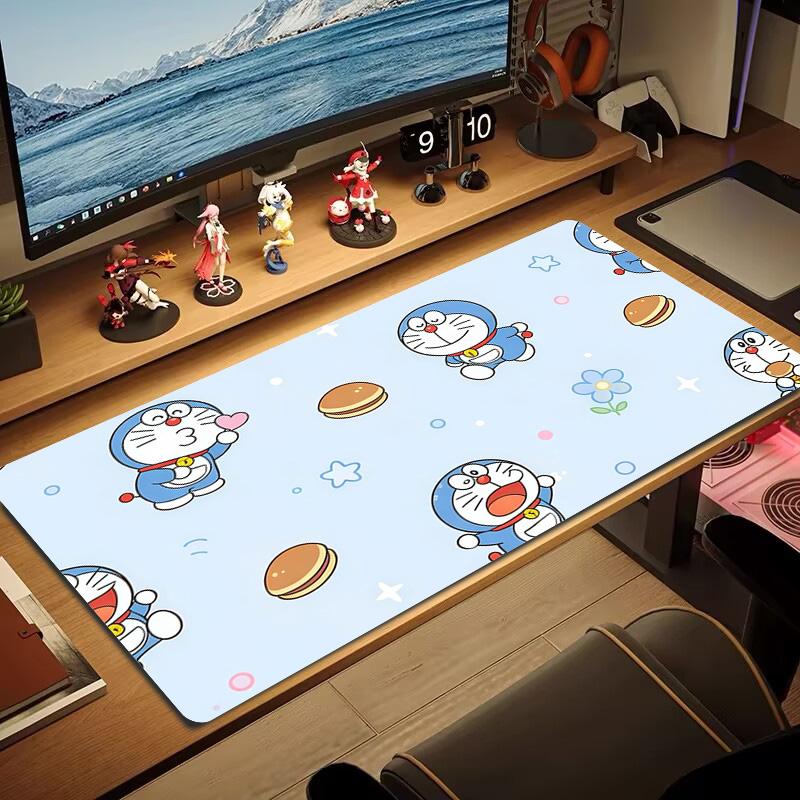 Doraemon Print Cushion Non-slip Laptop Tablet Big Mousepad XXL Mat Mini PC Playmat With Lock edge