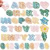 26pcs A-Z English Letter Glitter Pearls Rhinestone Patches Repair Embroidered Sew on Appliques,Patches for DIY Clothes Bags Hats