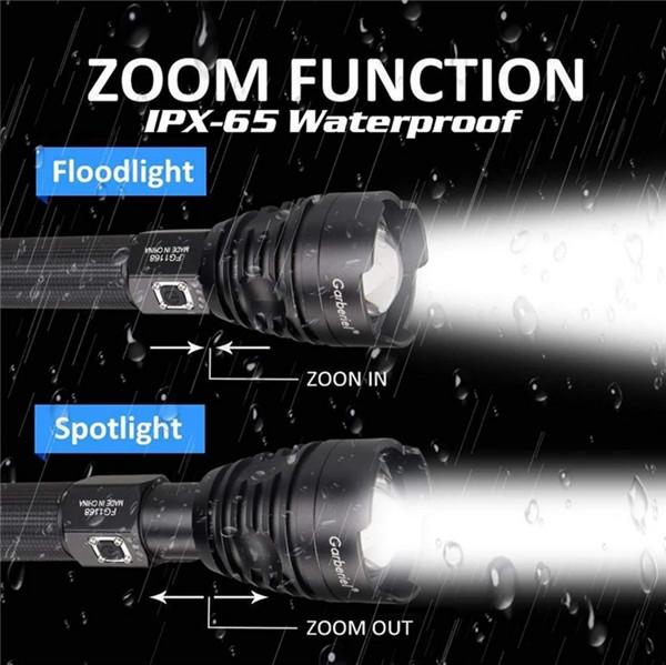 Outdoor Waterproof Led Flashlight Powerful Rechargeable Flashlight 26650 Bright Light Lamp Camping Hand Light USB Flash Lamp