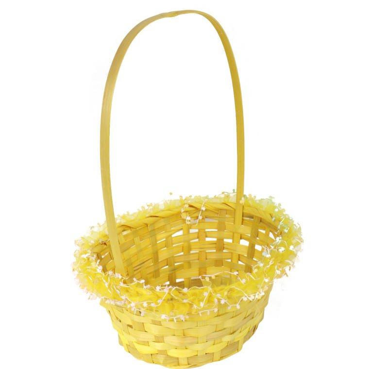 Easter Basket Finished with a Tulle Ruffle and Flowers, 29x24x40 Cm